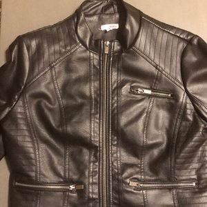 Faux leather moto jacket